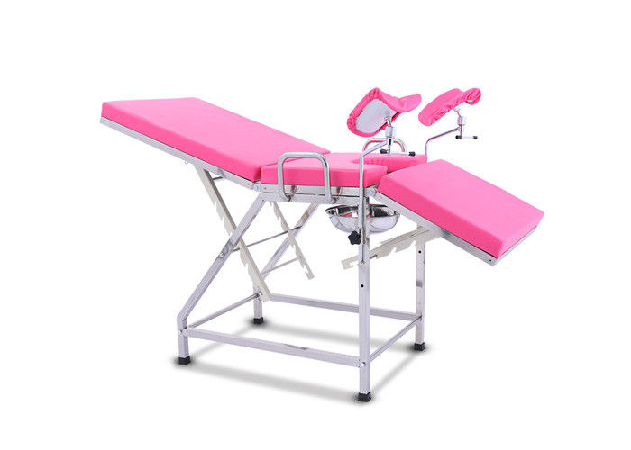 ステンレス鋼の婦人科の健康診断のテーブル、ピンクの携帯用検査の椅子