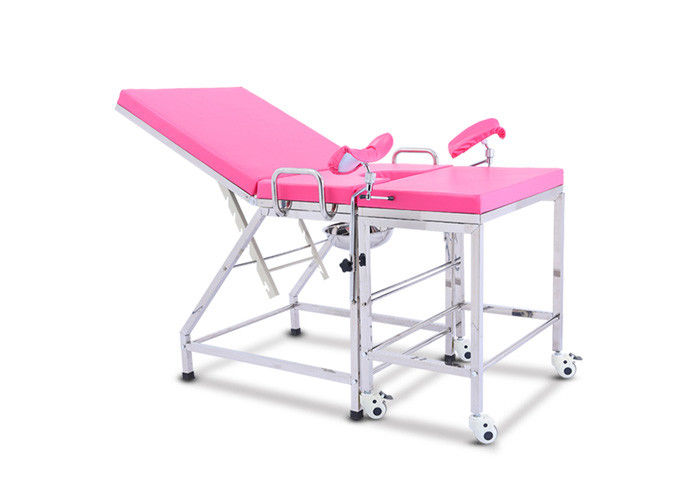 ステンレス鋼の婦人科の健康診断のテーブル、ピンクの携帯用検査の椅子
